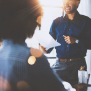 Employees in a meeting