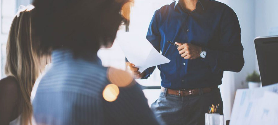 Employees in a meeting